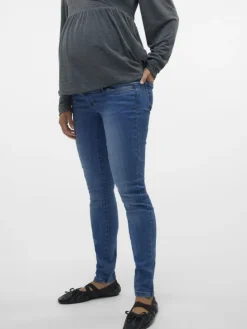 Umstandsjeans mit Slim Fit in Medium Blue Denim