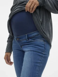 Umstandsjeans mit Slim Fit in Medium Blue Denim