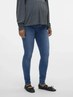Umstandsjeans mit Slim Fit in Medium Blue Denim