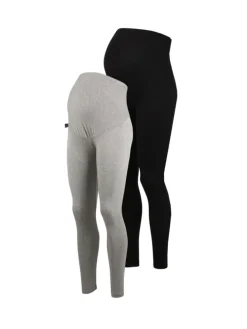 Umstandsleggings JULIA Doppelpack hellgrau-schwarz