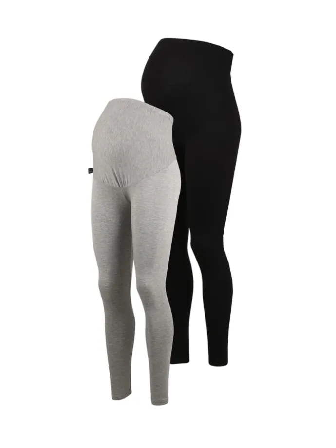 Umstandsleggings JULIA Doppelpack hellgrau-schwarz