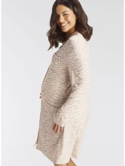 Umstandsnachthemd in beige-gemustert