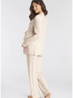 Umstandspyjama in beige-gemustert