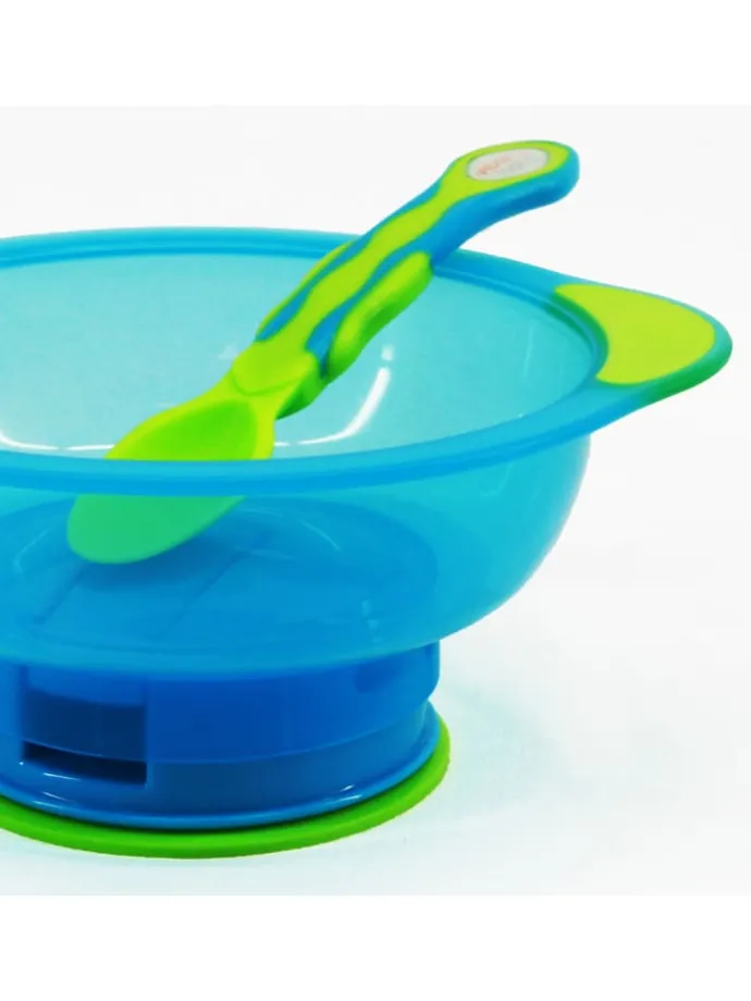 Unbelievabowl Schüssel mit Saugfuß, Deckel & Löffel blau/grün