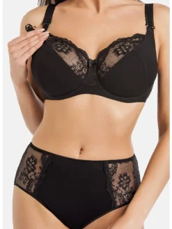 Ungepolsterter Still-BH mit Bügeln und Spitze Anastasia Mama in schwarz