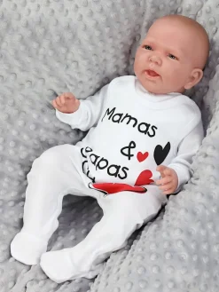 Unisex Baby Strampler mit Spruch in weiß Modell 2