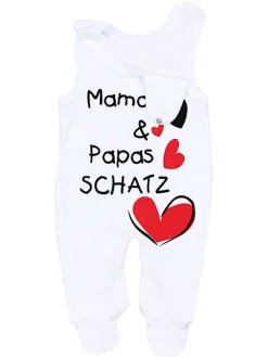 Unisex Baby Strampler mit Spruch in weiß Modell 2