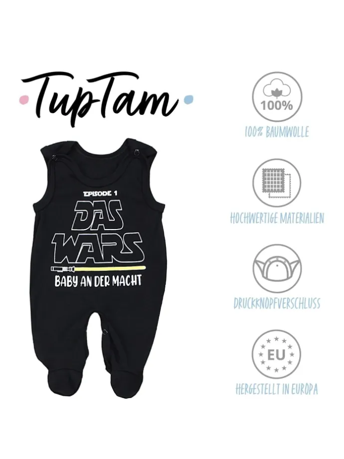 Unisex Baby Strampler mit Spruch in schwarz/weiß