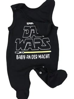 Unisex Baby Strampler mit Spruch in schwarz/weiß