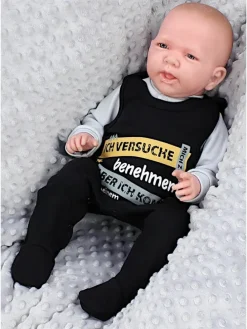 Unisex Baby Strampler mit Spruch in schwarz