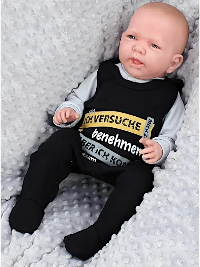 Unisex Baby Strampler mit Spruch in schwarz