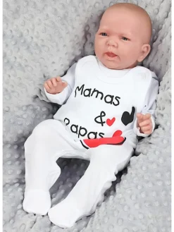 Unisex Baby Strampler mit Aufdruck 5er Set in rosa/weiß