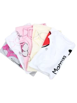 Unisex Baby Strampler mit Aufdruck 5er Set in rosa/weiß