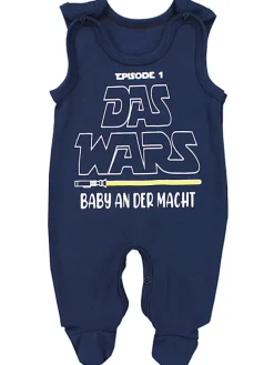 Unisex Baby Strampler mit Spruch in dunkelblau
