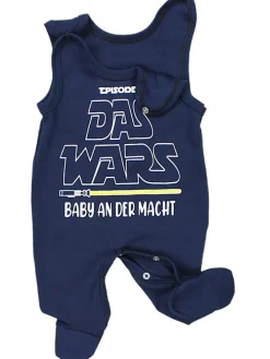 Unisex Baby Strampler mit Spruch in dunkelblau