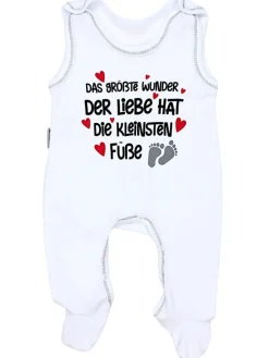 Unisex Baby Strampler mit Spruch in rot/weiß