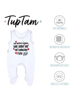 Unisex Baby Strampler mit Spruch in rot/weiß