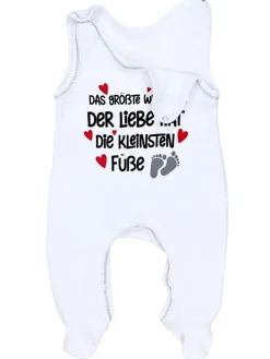 Unisex Baby Strampler mit Spruch in rot/weiß