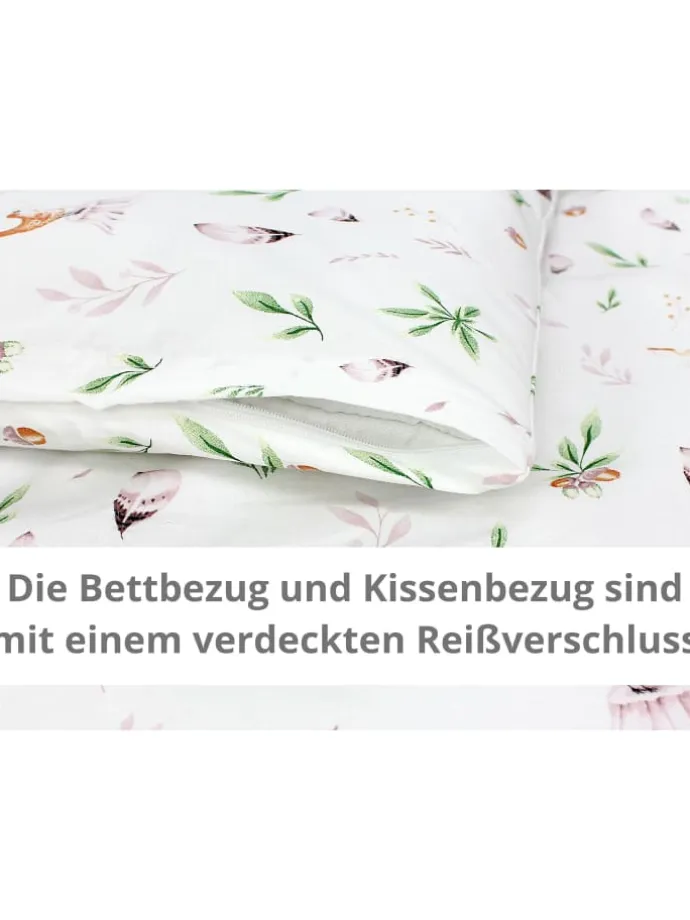 Unisex Baby Wiegenset 4-teilig in grün/beige