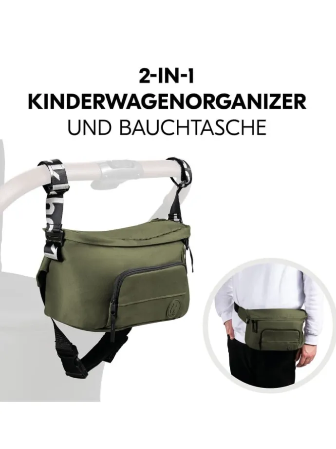 Universal Kinderwagen Organizer und Bauchtasche in gruen,schwarz