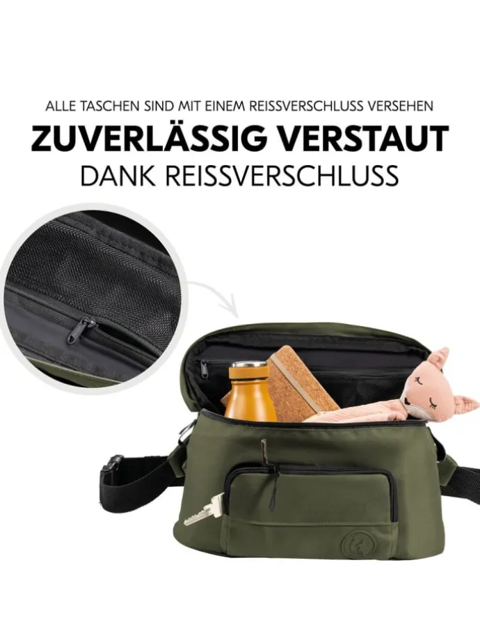 Universal Kinderwagen Organizer und Bauchtasche in gruen,schwarz