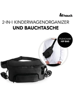 Universal Kinderwagen Organizer und Bauchtasche in schwarz