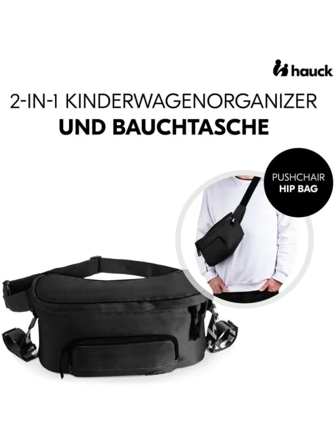 Universal Kinderwagen Organizer und Bauchtasche in schwarz