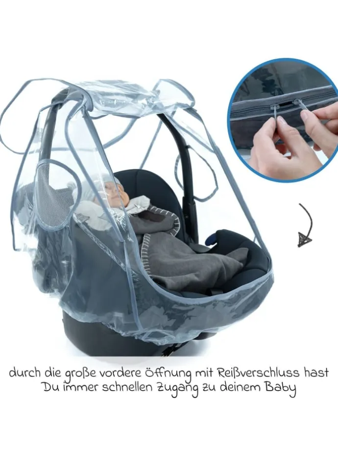 Universal Regenschutz für Babyschale mit in grau
