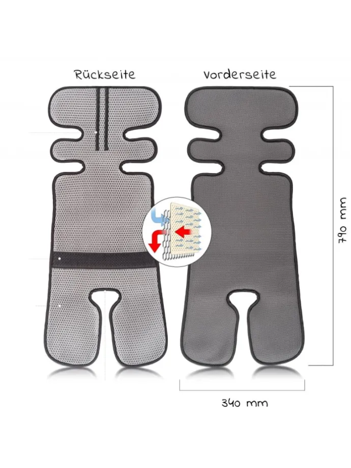 Universal Sommer Sitzauflage für Kinderwagen, in grau,schwarz