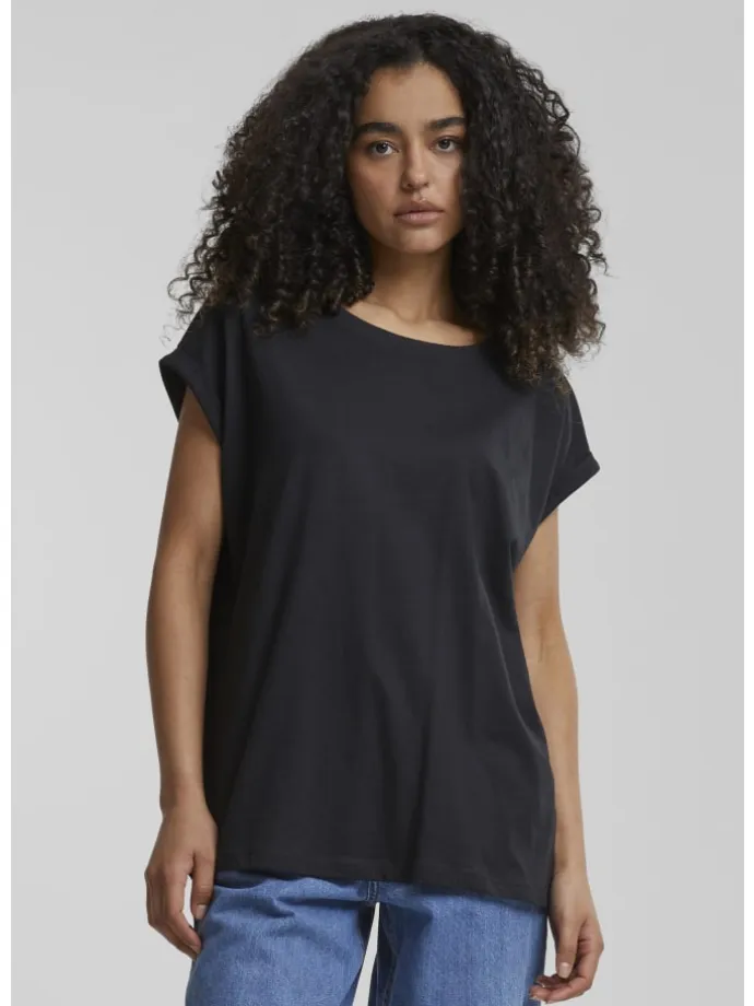Urban Classics Damen Ladies Extended Shoulder Tee in black