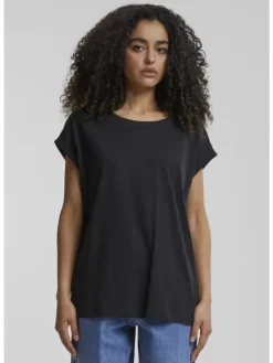 Urban Classics Damen Ladies Extended Shoulder Tee in black