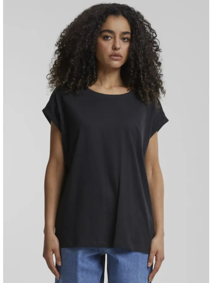Urban Classics Damen Ladies Extended Shoulder Tee in black