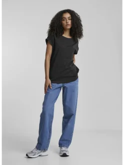Urban Classics Damen Ladies Extended Shoulder Tee in black