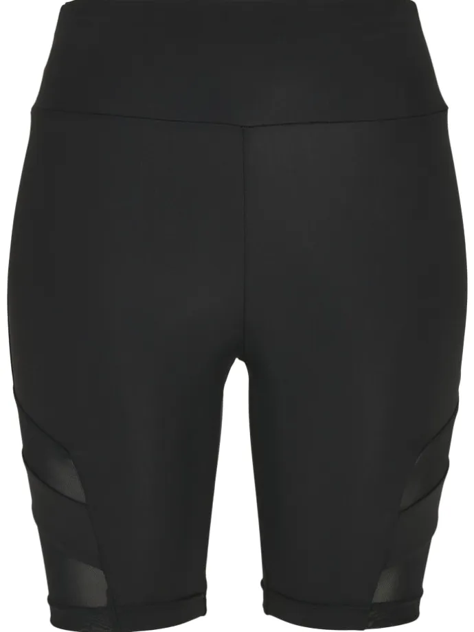 Urban Classics Damen Ladies High Waist Tech Mesh Cycle Shorts in black