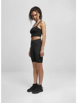 Urban Classics Damen Ladies High Waist Tech Mesh Cycle Shorts in black