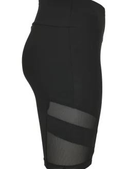 Urban Classics Damen Ladies High Waist Tech Mesh Cycle Shorts in black