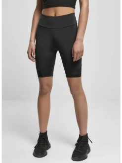 Urban Classics Damen Ladies High Waist Tech Mesh Cycle Shorts in black