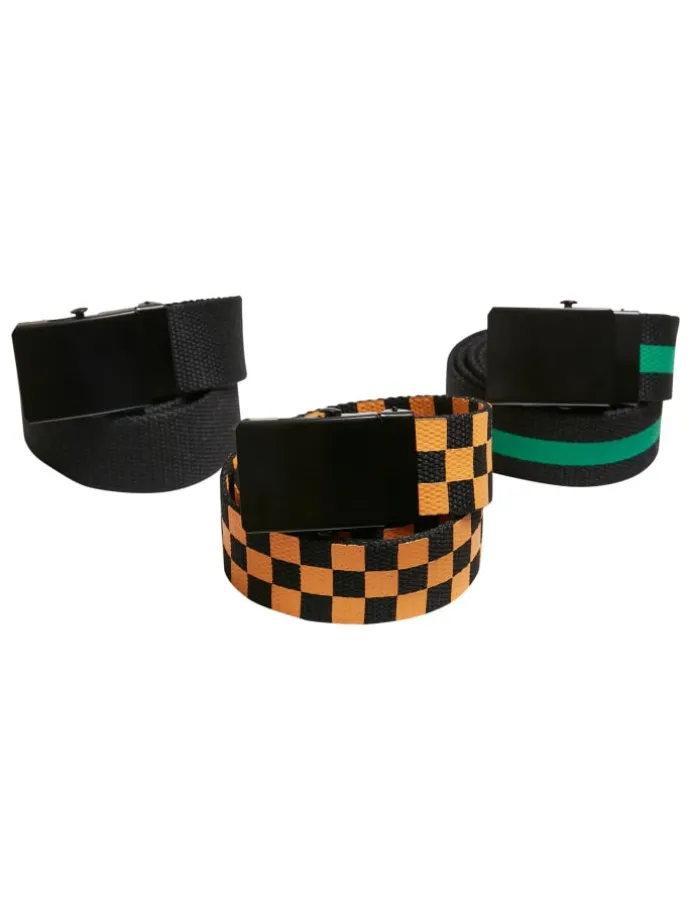 Urban Classics Unisex Belts Trio Kids in black/bodegagreen/magicmango