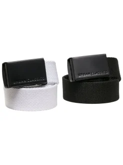Urban Classics Unisex Canvas Belt Kids 2-Pack in black+white