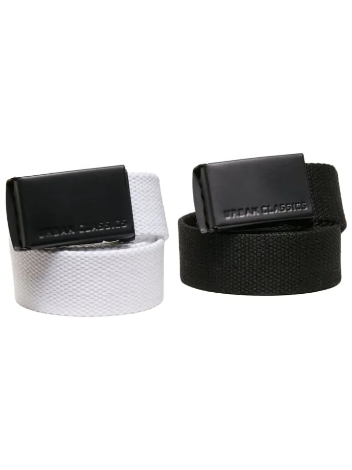 Urban Classics Unisex Canvas Belt Kids 2-Pack in black+white
