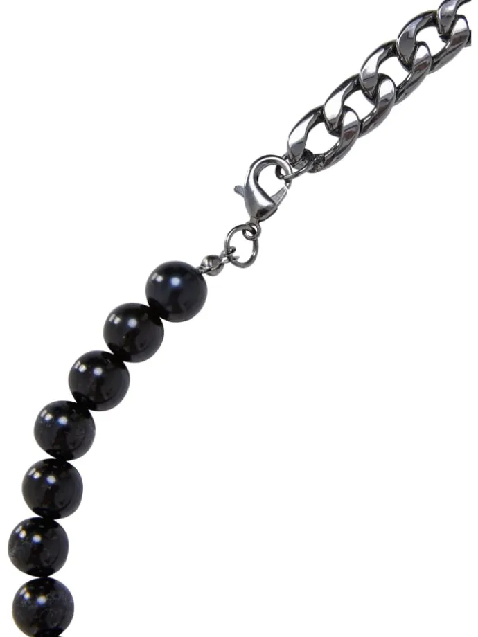 Urban Classics Unisex Half Pearl Exchangable Necklace 2-Pack in gold/gunmetal