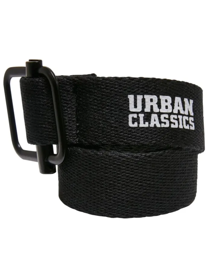 Urban Classics Unisex Industrial Canvas Belt Kids 2-Pack in black/green
