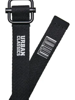 Urban Classics Unisex Industrial Canvas Belt Kids 2-Pack in black/green