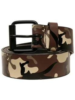 Urban Classics Unisex Synthetic Leather Camo Belt in browncamo