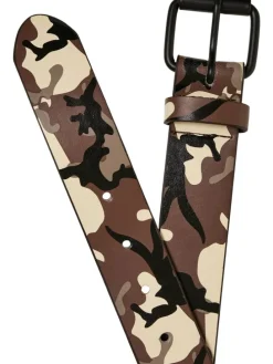 Urban Classics Unisex Synthetic Leather Camo Belt in browncamo