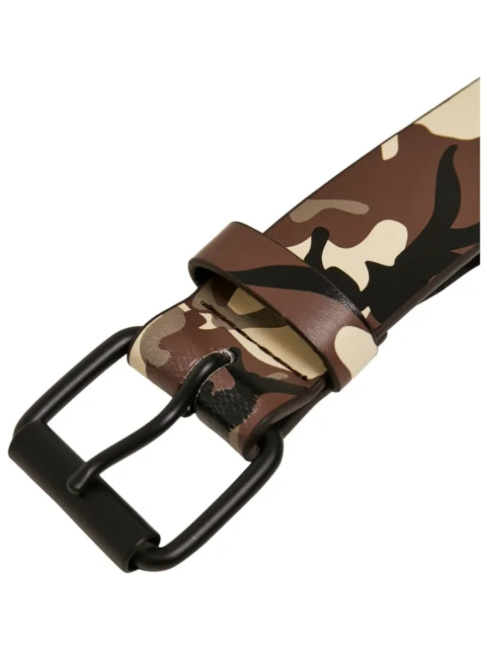 Urban Classics Unisex Synthetic Leather Camo Belt in browncamo