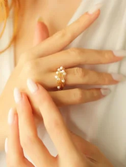 Vergold. Ring mit Perlen
