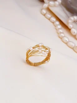 Vergold. Ring mit Perlen