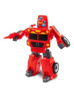 Verwandlungsroboter Feuerwehrauto in rot