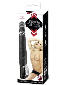 Vibrator Black Push Thrusting Vibrator in schwarz